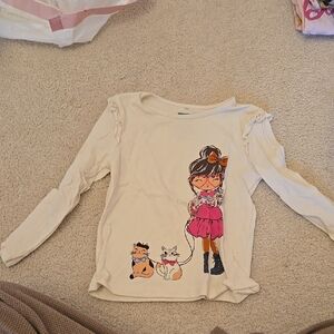 Girls' Long Sleeve Graphic Tee - Cream